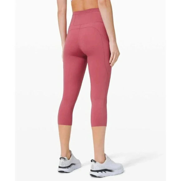 Lululemon Fast and Free Crop II 19" *Non-Reflective Cool Cherry Tint | 4 - Picture 1 of 10